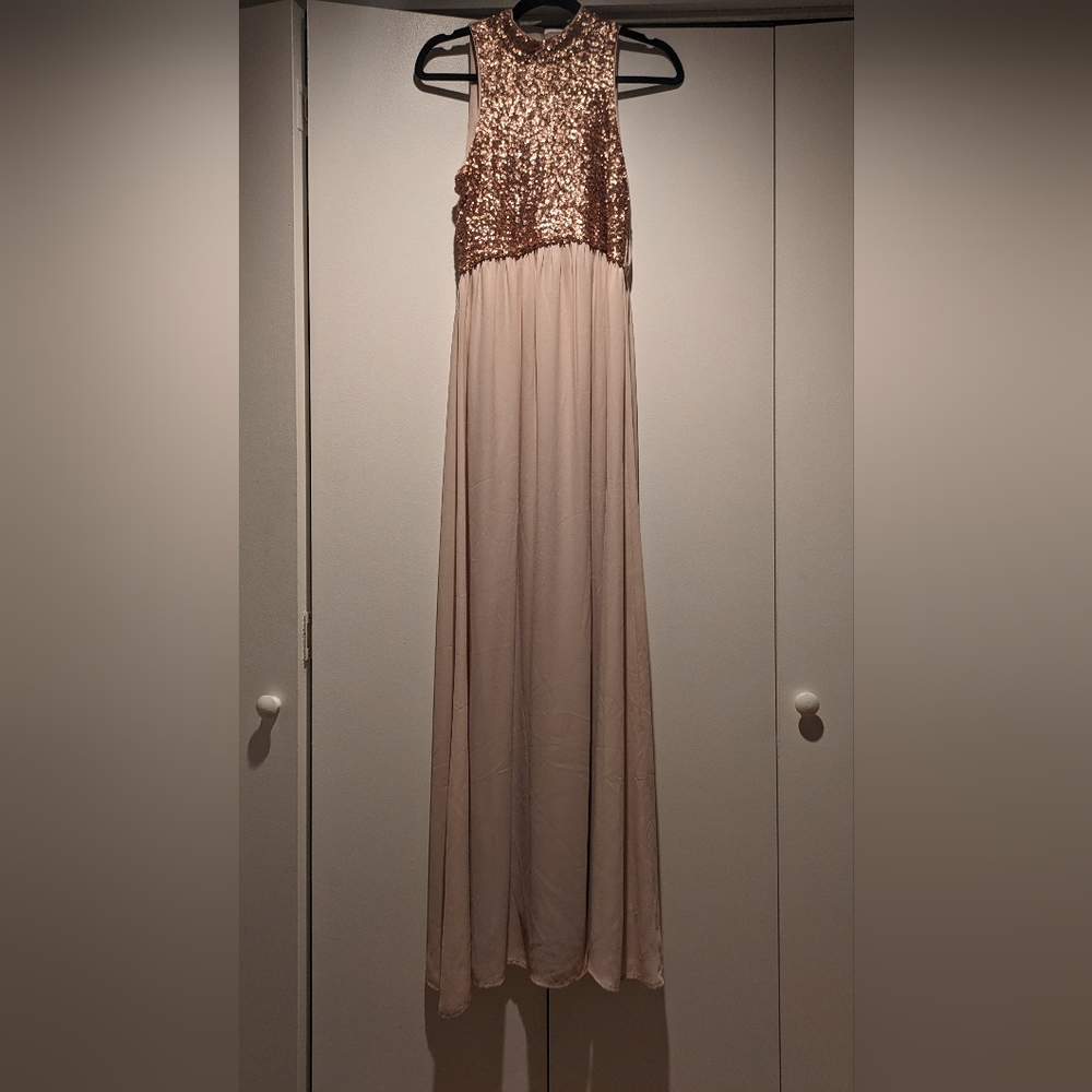 Sequin chiffon maxi dress